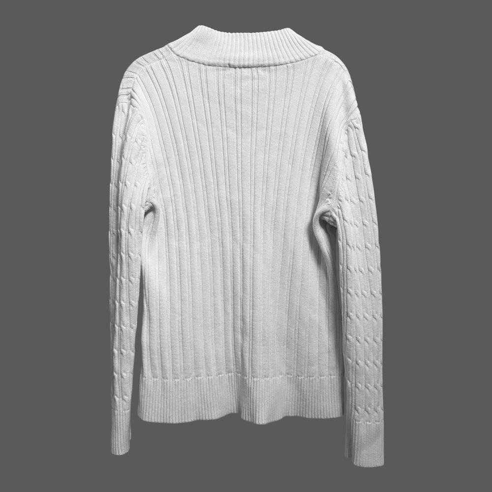 Liz Claiborne Y2K Womens Cable Knit White Pullover Sweater Vintage Old Money XL - Picture 2 of 10